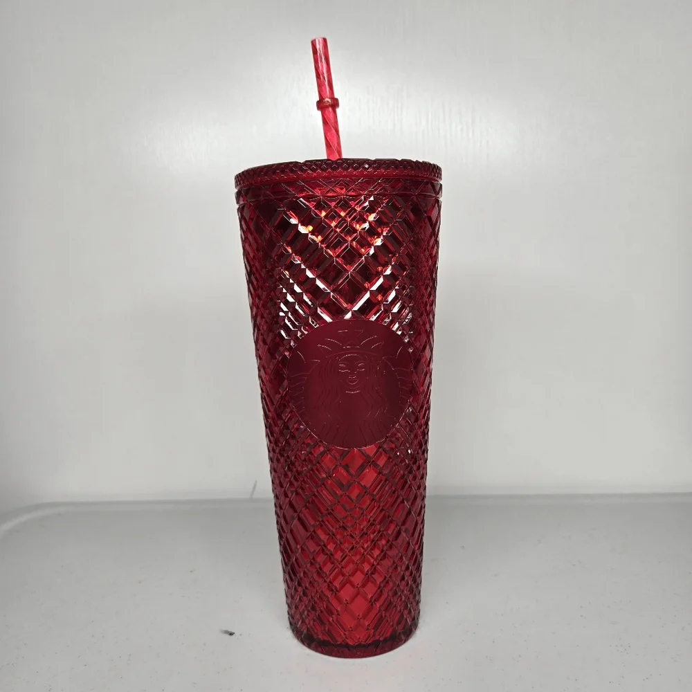 Starbucks Tumbler Red Winter Holiday 2021‎ Venti Jeweled Cold Cup 24oz Cup New